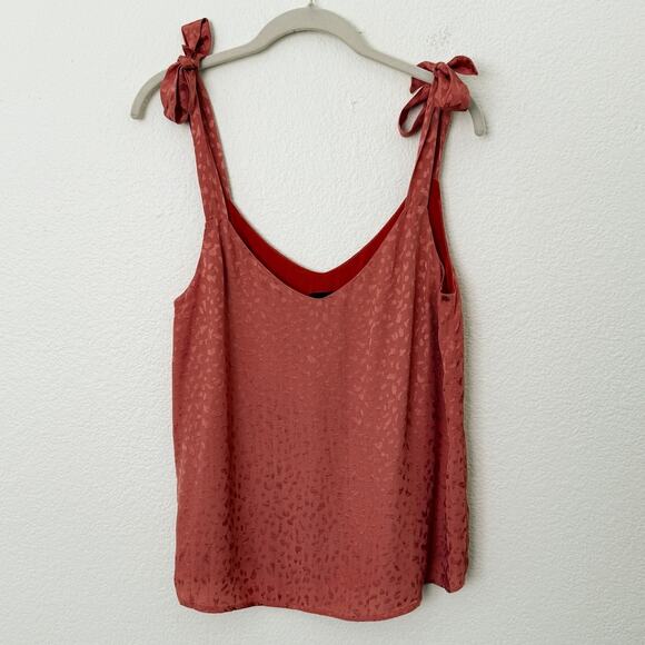 [NAF NAF] Coral Animal Print Shoulder Bow Strap Sleeveless Blouse Size Small S - Picture 1 of 10